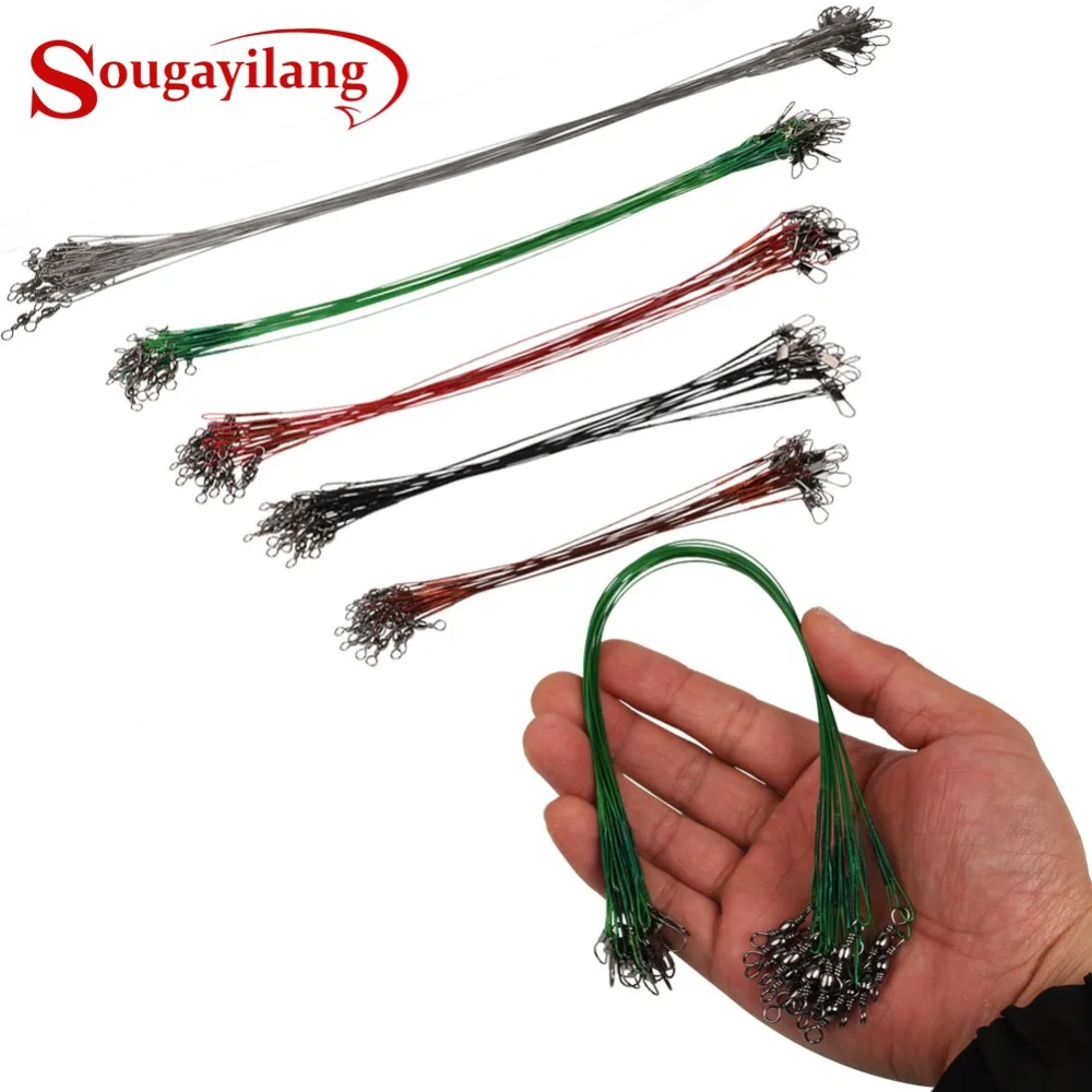 Sougayilang 100 قطعة الصلب الصيد سلك دوار زعيم المضادة للدغة الصيد تتبع سلك خيط صنارة الصيد الصيد معالجة التبعي Sougayilang 100 قطعة الصلب الصيد سلك دوار زعيم المضادة للدغة الصيد تتبع سلك خيط صنارة الصيد الصيد معالجة التبعي