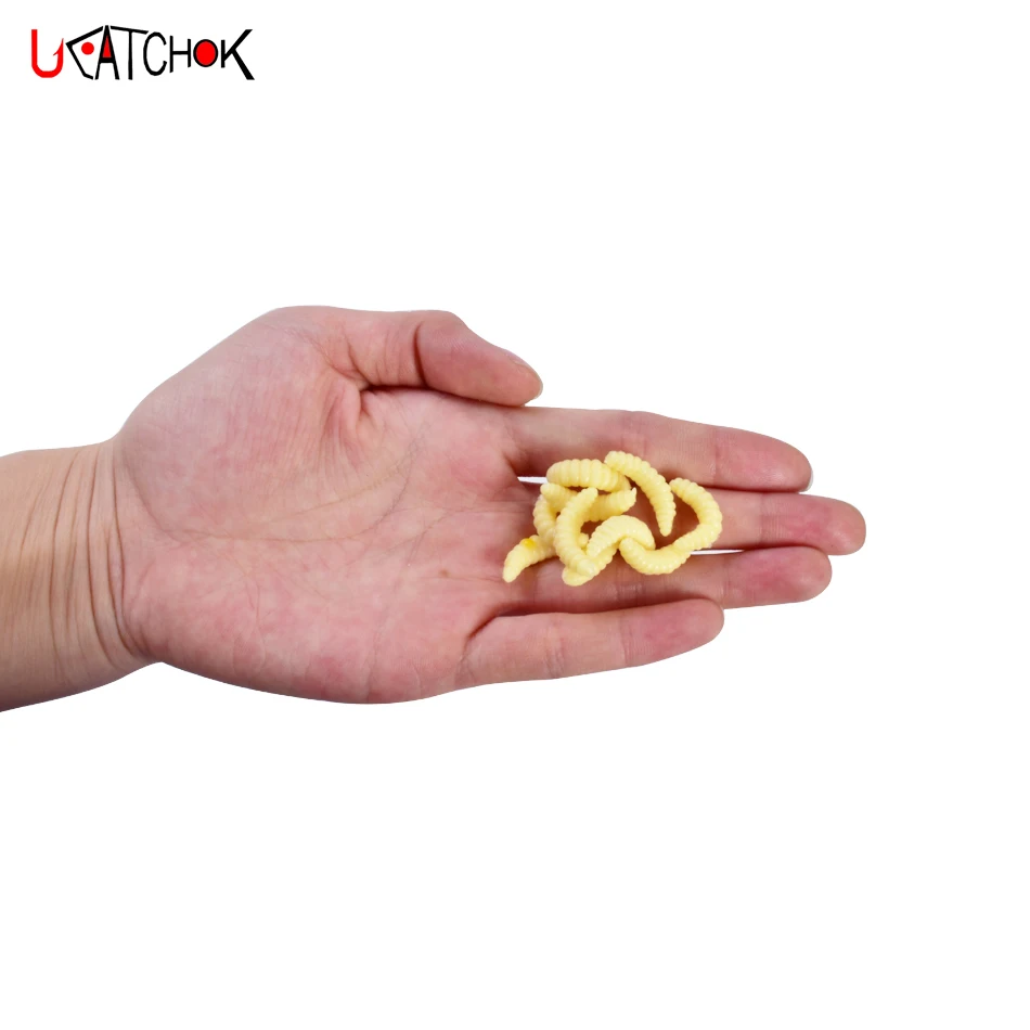 100pcs/box 3cm 0.4g black spot head high quality rubber worm shape soft bait artificial insect fishing lure bait fishing tackle