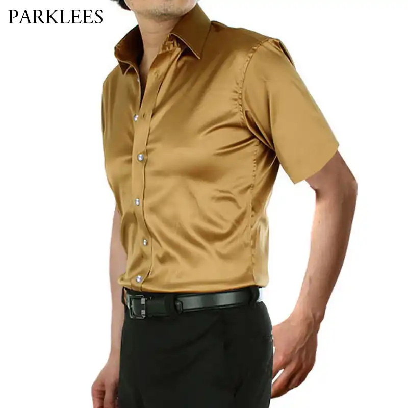 mens brown short sleeve dress shirt