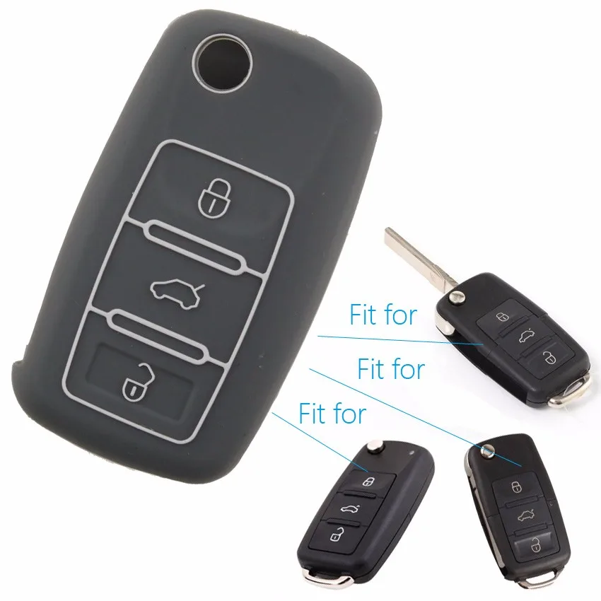 1 шт. 3 кнопки силиконовый чехол для ключей от машины чехол для Skoda Octavia A5 Fabia Superb Yeti Rapid Citigo SEAT Ibiza Leon