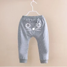 Хлопковые Штаны для маленьких мальчиков с рисунком кота; Штаны для младенцев; осенние штаны для маленьких девочек; брюки для новорожденных; штаны-шаровары; одежда для малышей