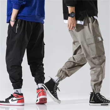 

Casual Men's Ankle-Length Harem Pants Loose 2019 New Spring Summer Loose Hip Hop Multi-Pockets Drawstring Trousers