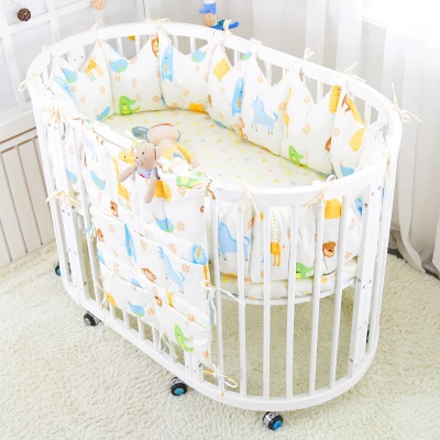 5 Pieces Ensemble Style Nordique Rond Rectangle Forme Ovale Bebe Berceau Pare Chocs Confortable Bebe Ensemble De Literie Coton Bebe Lit Pare Chocs Drap De Lit Aliexpress