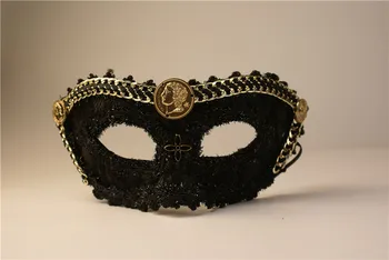 

Black lace half face boys mask party stage masks party men's minimalist mask