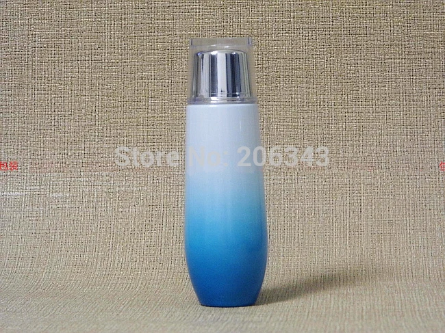 

40ml non-clear gradient blue glass bottle with silver pump for lotion or serum or foundation container using
