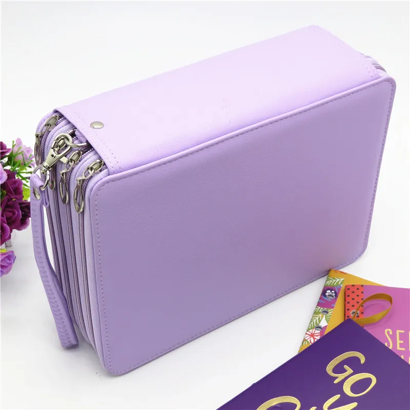 Billige PU Leder Schule Bleistift Fall 184 Löcher Große Kapazität Farbige Bleistift Tasche Box Multi funktionale Pencilcase Für Kunst Liefert geschenk