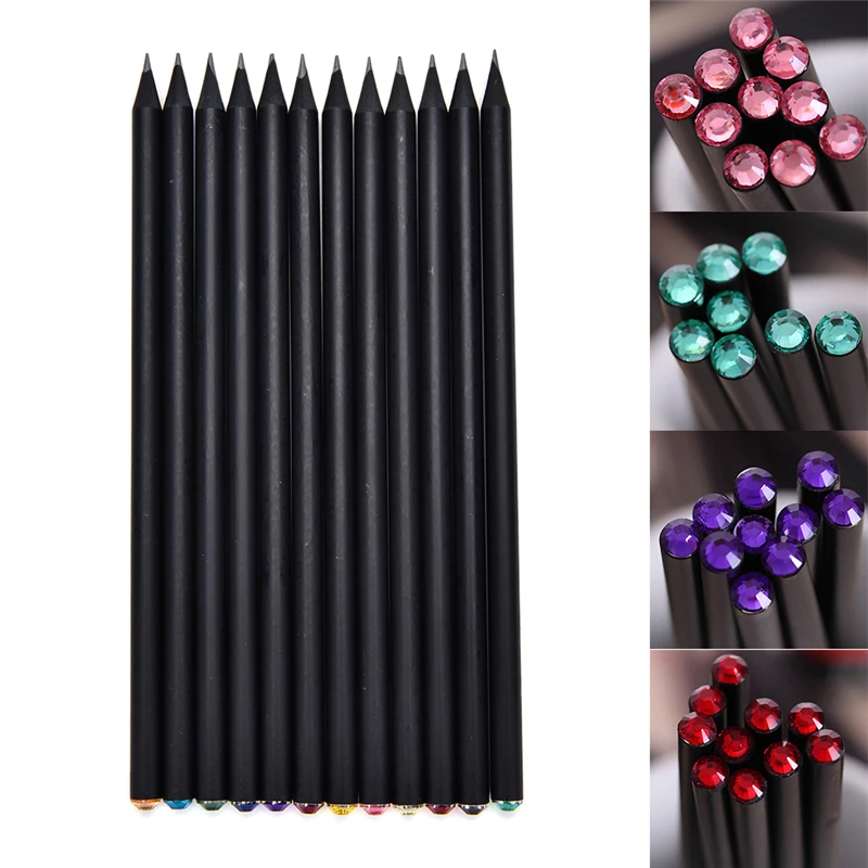 (12Pcs/Set) Hb Diamond Pencil Color Pencil Stationery Cute Items Drawing Supplies Pencils For School Basswood Office School