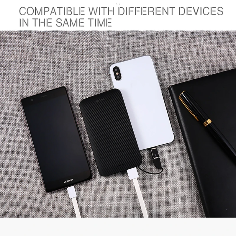 Внешний аккумулятор PRODA Powerbank 5000 мАч с usb зарядным кабелем для Iphone Xiaomi Huawei