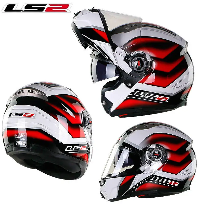 LS2 ff370 флип-ап мото rcycle шлем casco de moto кафе шлем для гонщика анфас двойной объектив козырек capacetes de moto ciclista ECE - Цвет: Red Hell