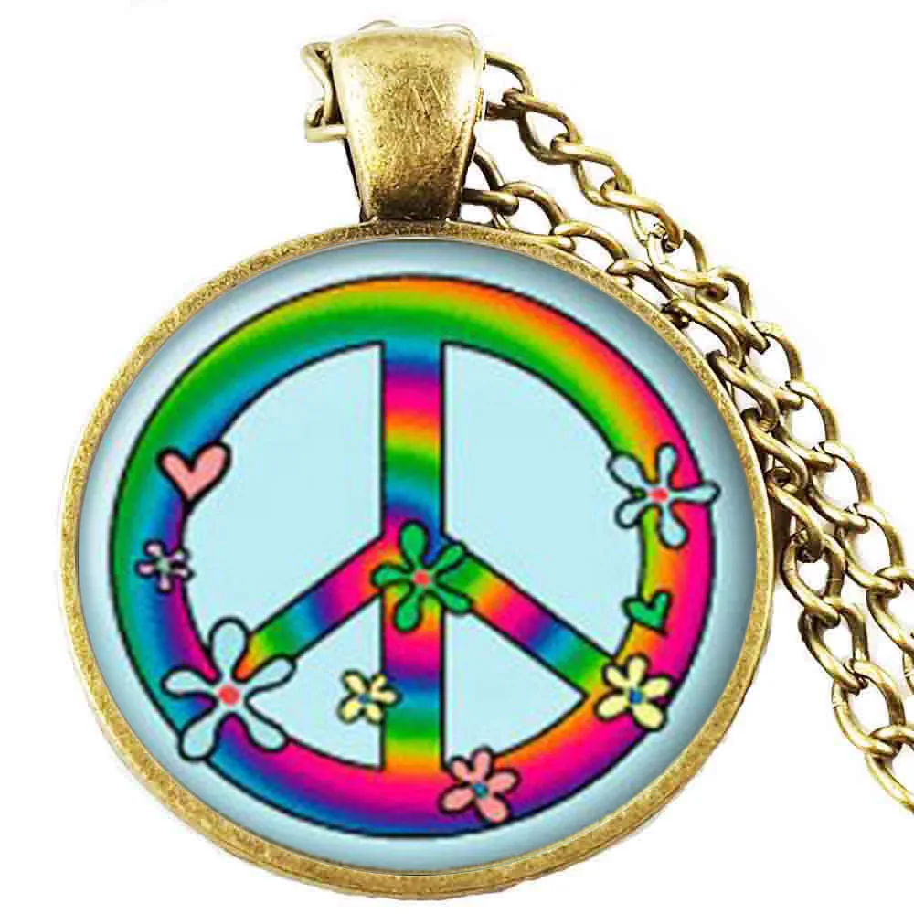 Hippie necklace pendant Hippie jewelry peace necklace peace jewelry