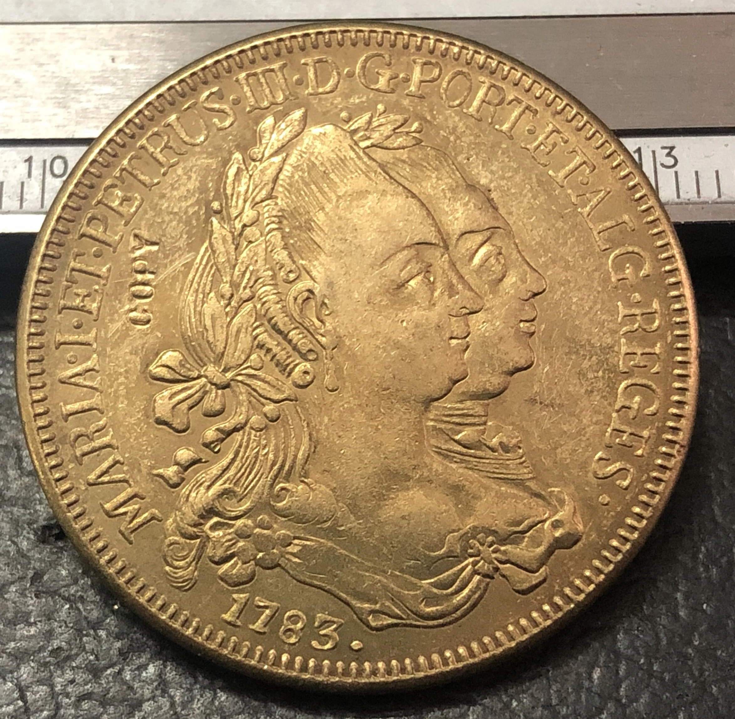 Ницца 1783 Бразилия 6400 Reis-Мария I& Pedro III копия 22 K Золотая монета