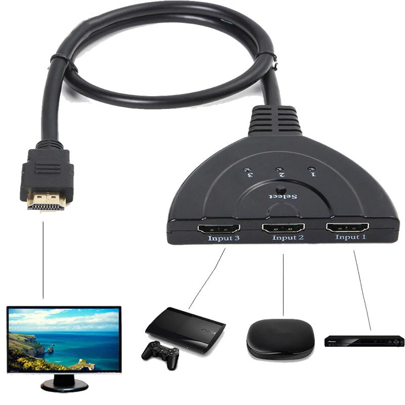 FDBRO для DVD HDTV PC Xbox PS3 PS4 3 в 1 выход порт HD концентратор HDMI переключатель HDMI разветвитель 4 к* 2 к 3 порта мини-коммутатор кабель 1.4b 1080P