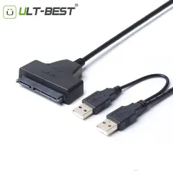 10 шт. ULT Best USB 2.0 на SATA USB2.0 Serial ATA 22pin Кабель-адаптер внешний жесткий диск шнур для 2.5 дюймов HDD SSD 50 см