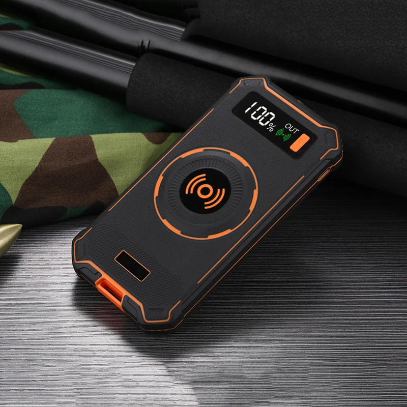 QI Wireless Charger Power Bank 10000mAh Portable LCD Display Dual USB External Battery Powerbank with LED Light for iphone X 8