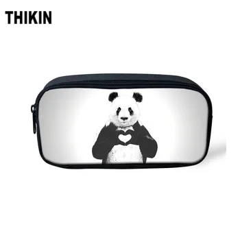 

THIKIN Kids Pencil Case for Student 3D Cartoon Panda Pattern Print School Teenager Children Mini Bag Women Cosmetic Pen Bags