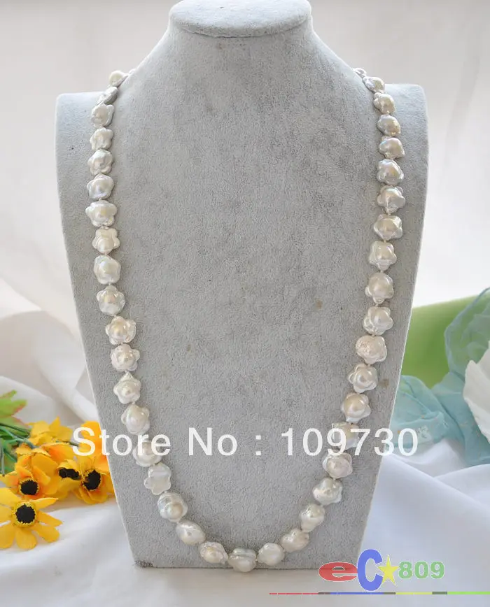 

Jewelry 00369 30" 18mm plum blossom white KESHI REBORN PEARL NECKLACE