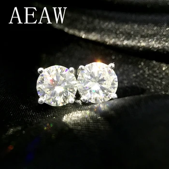 

Genuine18K AU750 White Yellow Gold Push Back 6.5mm 2ctw F color Test Positive Lab Grown Moissanite Diamond Earrings For Women