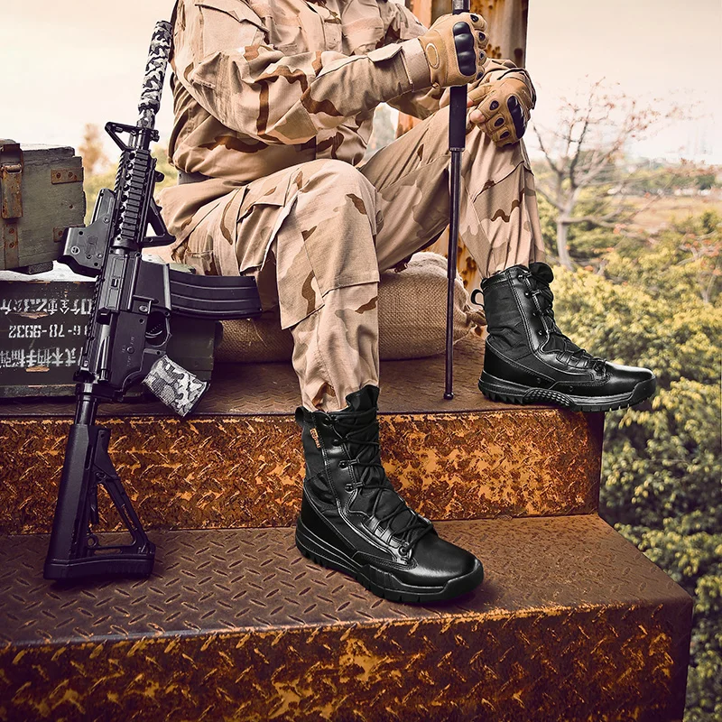 Fashion Outdoor Army Boots Men Microfiber cloth Military Boots Tactical Combat Boots Summer/Winter Desert Boots Size 38-45