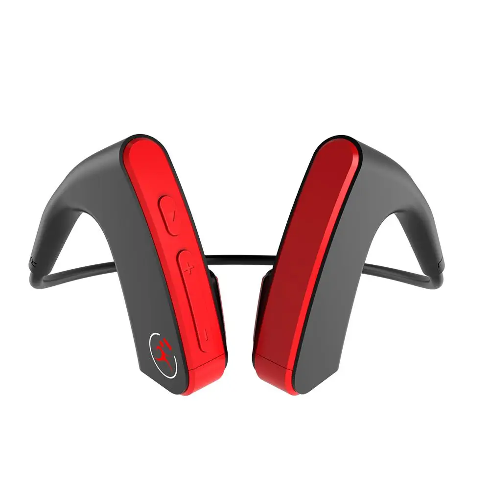Костная проводящая Спортивная bluetooth-гарнитура с голосовым управлением регулятором громкости один для двух соединений с низким уровнем заряда батареи