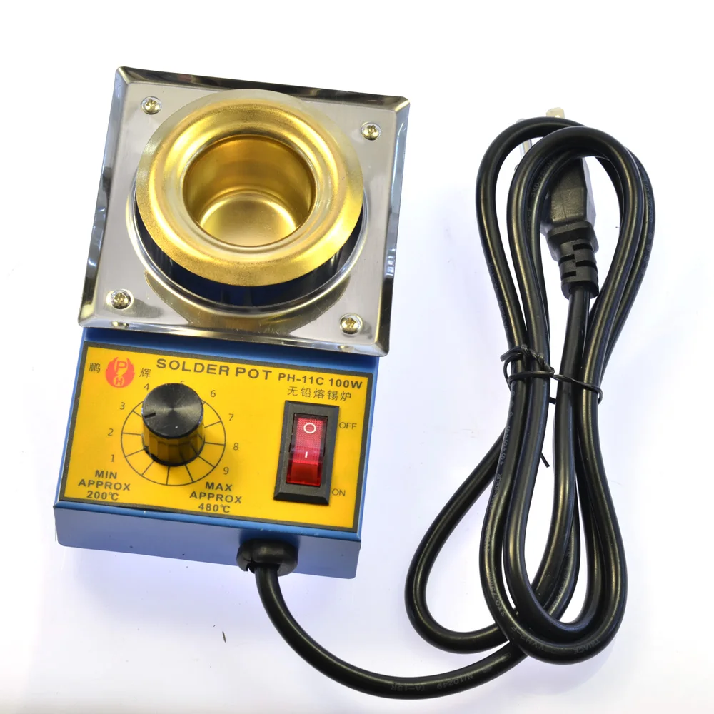

100W Temperature Control Solder Pot Titanium Free Soldering AC110V AC220V 36mm 200-450 Celsius Electric Soldering Irons