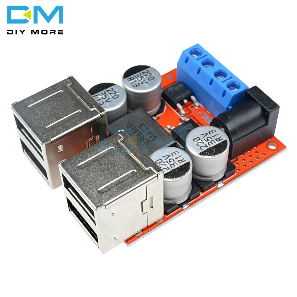 

Diymore DC-DC Vehicle Charging Board 8V-35V 8A Power Supply Depressurization Module USB 4 port Output mobile Charger