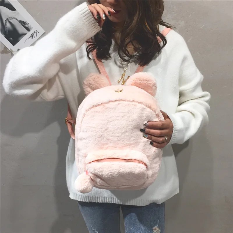 Японский милый мягкий рюкзак kawaii для сестры корейский с ушками кролика черный
