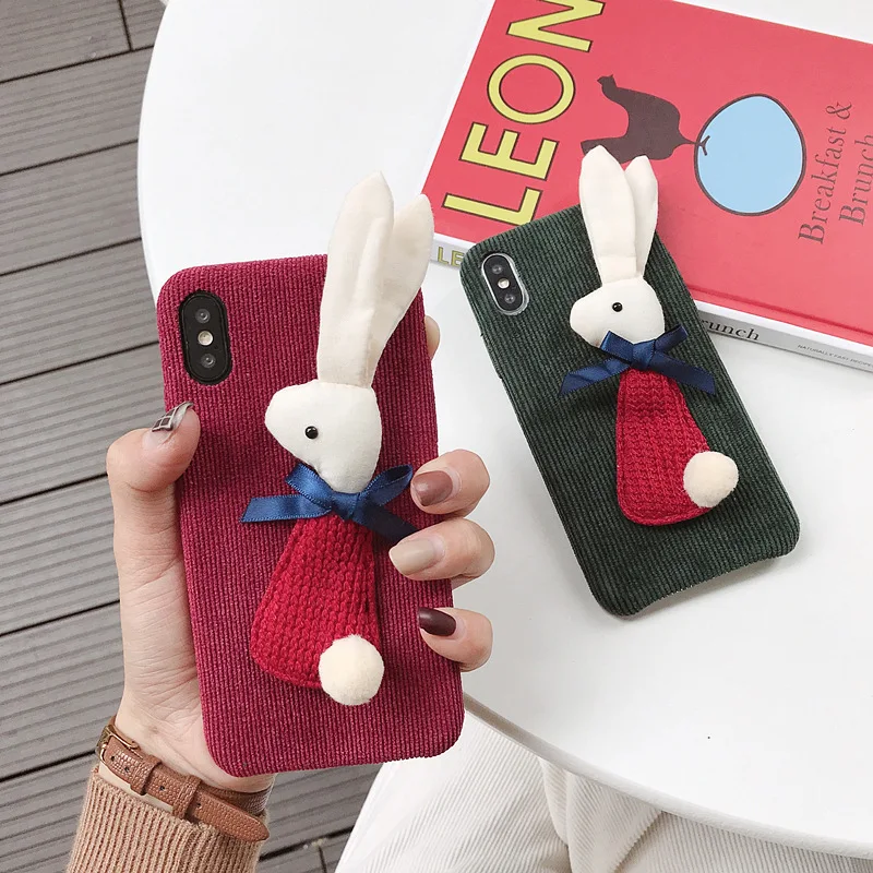 

Luxury Warm Rabbit Fur Plush Phone Case For iPhone 10 X 6 6s 7 8 Plus Case Cute Soft TPU Back Cover Shell For iPhone 9 Xr Xs Max
