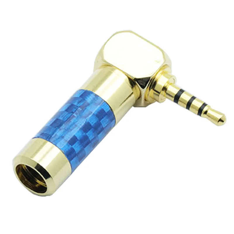 100pcs lot Jack 2 5mm 4 Poles Male Plug Carbon Fiber Right Angle 2 5mm Plug Soldering Headphone Wire Connector for 6MM Cable