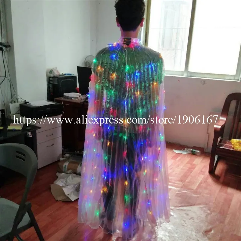 Fashion Flashing LED ISIS Wings Light-up Luminous Colorful Belly Dance Costumes Cloak Suits For DJ Dancing Stage Wear | Дом и сад