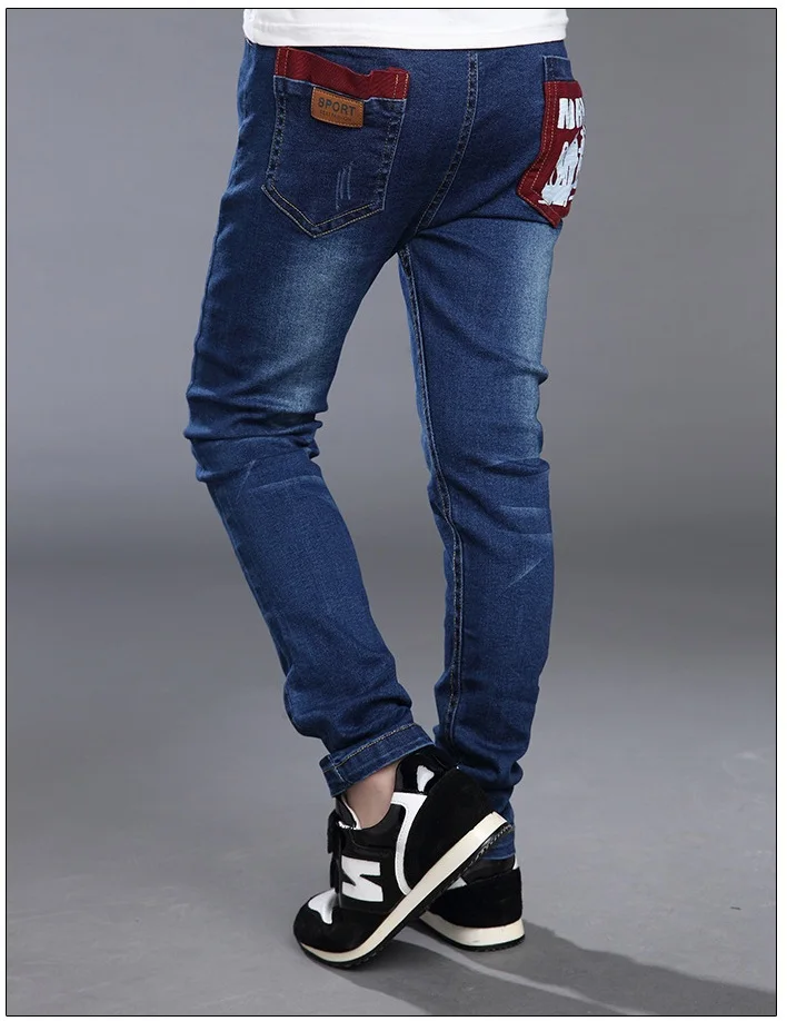 Новинка детская одежда брюки для мальчиков джинсы подходит для детей ростом 100 см до 150 см легкие повседневные брюки для мальчиков брюки синего цвета для детей