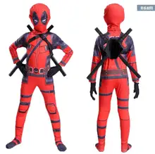 Free shipping Kid Deadpool Costume with Mask Superhero cosplay Suit Boy One Piece Full Bodysuit Halloween kid costumes for party