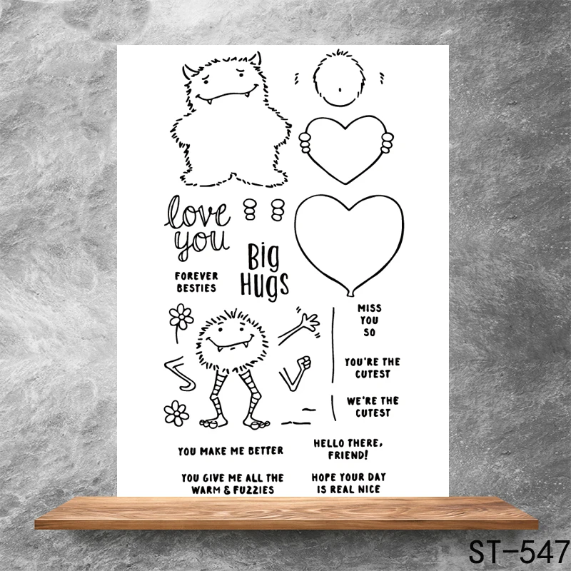 

Cute little monster Transparent Clear Stamps DIY Scrapbooking Album Card Making DIY Decoration Making Embossing Stencil
