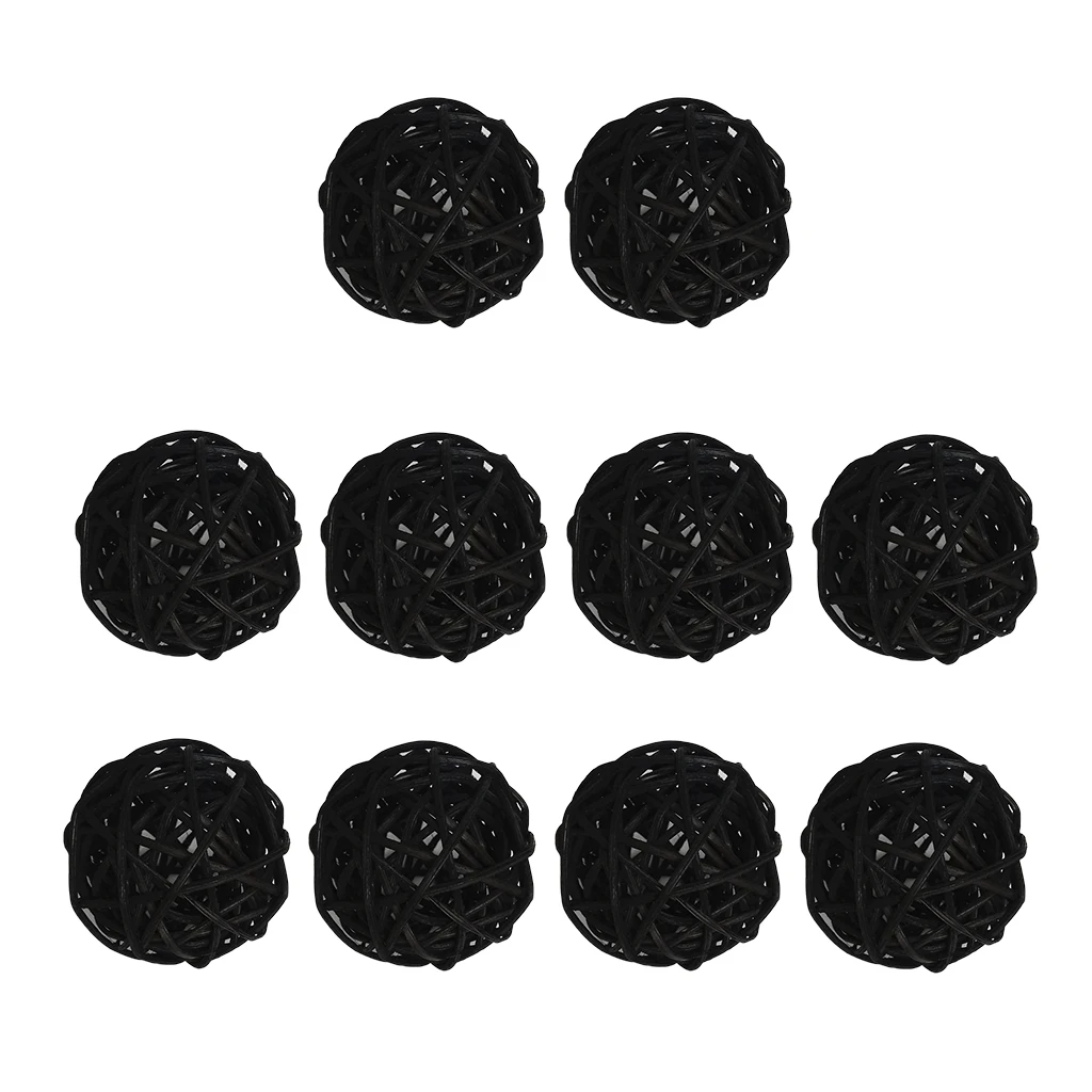20x Natural Wicker Rattan Ball 5cm Twig Orbs Balls DIY Embellishments Wedding Ornaments Crafts - Red+Black