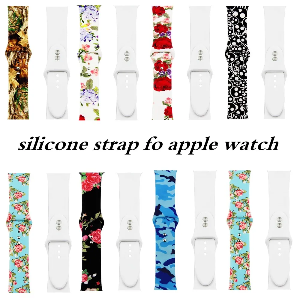 

Floral soft silicone strap for Apple watch 4 3 2 1 watchbands for iwatch replacement Band 38 40 42 44 MM accessories