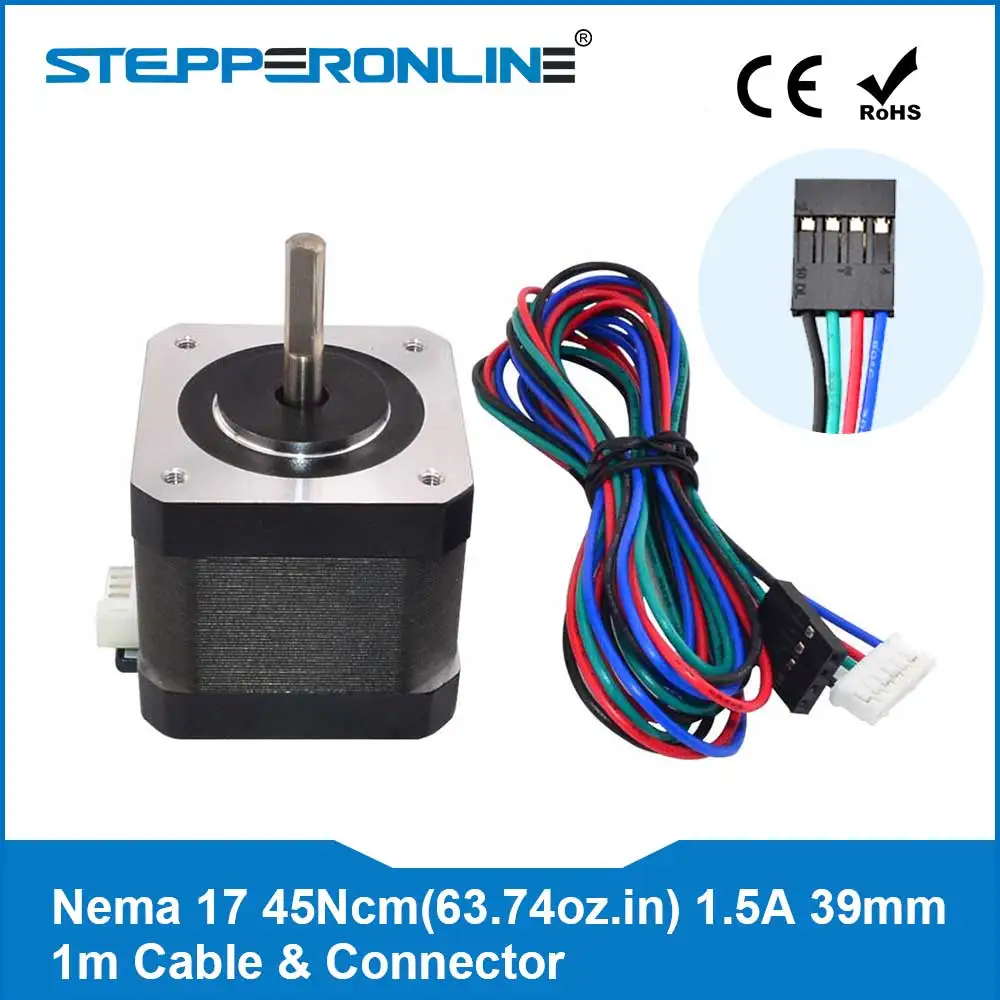 

Free Ship! 4-lead Nema17 Stepper Motor 42 Motor Nema 17 Step Motor 42BYGH 39mm 1.5A (17HS4401) for CNC XYZ 3D Printer Motor