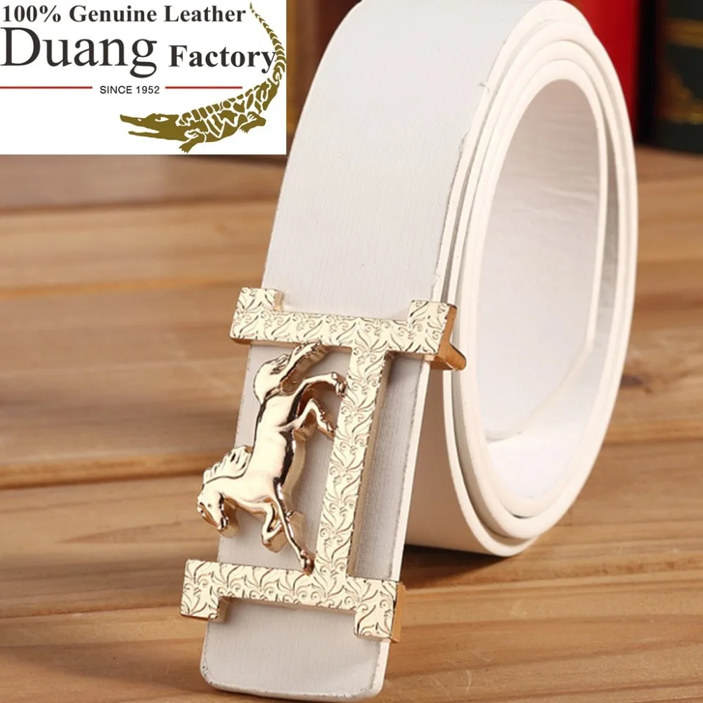 Mens Gold Horse Belt Buckle Genuine Leather Wristband Man men's casual leather belt male All-match ladies fashion belts latest |