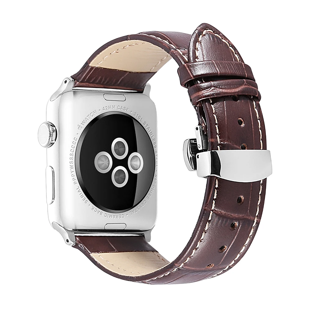 Ремешок для Apple Watch, кожаный ремешок для iWatch, аксессуары для серии 1/2/3/4, ремешок для часов 38 мм, 40 мм, 42 мм, 44 мм