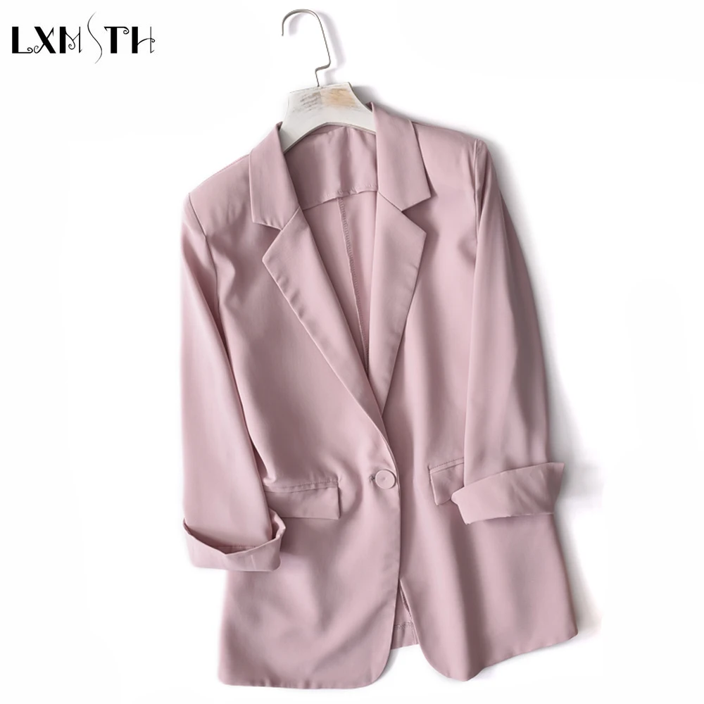 

Summer Autumn Jacket Coat Women 2018 Fashion Thin Single Button Long Sleeve Chiffon Blazer Ladies Business Suit Casual Outerwear