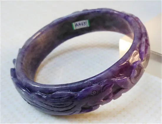 

FREE SHIPPING>>>@@ A465 UNIQUE VINTAGE HAND-CARVED CHINESE PURPLE JADEITE JADE BANGLE BRACELET 64MM NEW