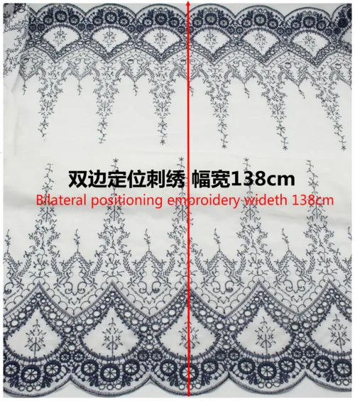 Cotton Cloth Lace Fabric Positioning Bilateral Embroidery 138CM DIY Fabric Baby Clothes Skirt Home Textile Accessories - Цвет: Off white