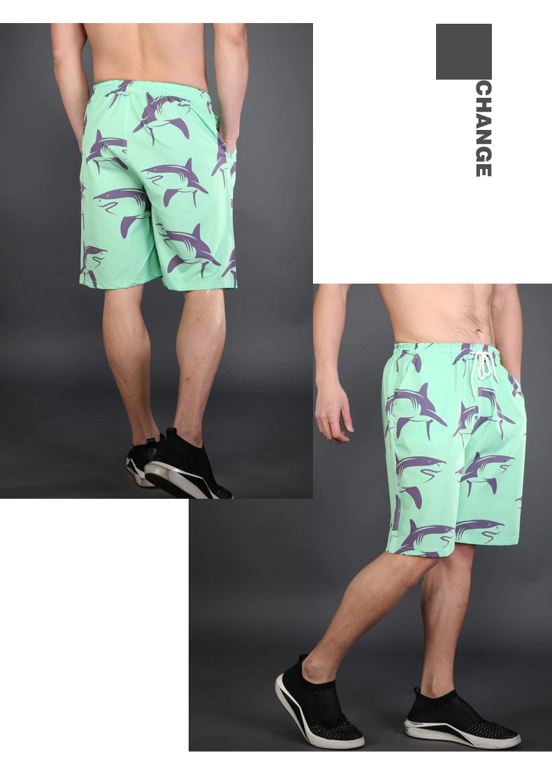 Модные Для мужчин бренд Пляжные Шорты Boardshort Бермуды masculina Шорты для женщин мультфильм синий с принтом акулы Шорты для женщин Homme