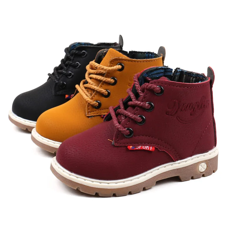 

Autumn Winter Retro England Style Children's Boys PU Leater Martin Boots Girls Casual Ankle Boots Sport Shoes