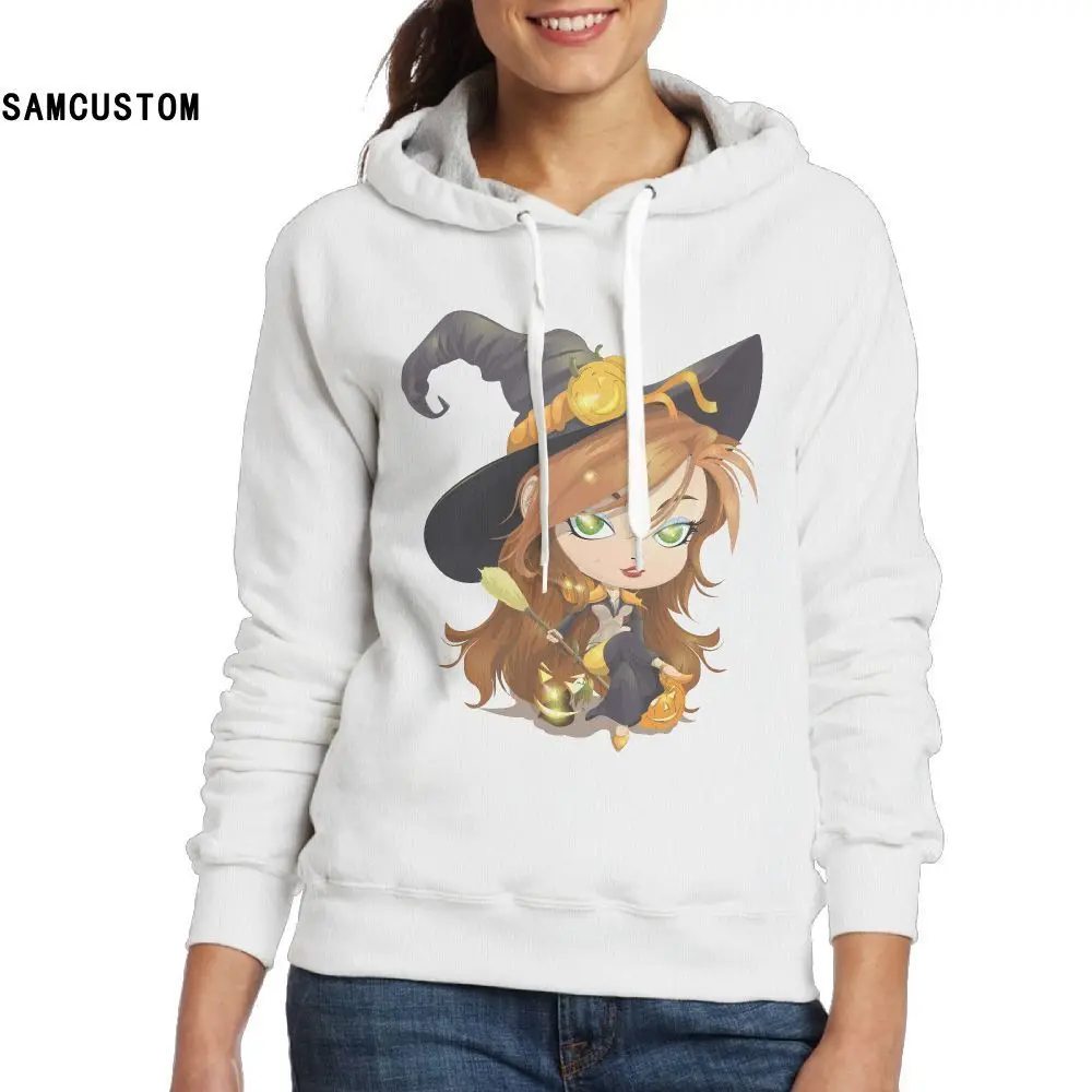 samcustom ladies hoodies and no pockets sweatshirts happy halloween witch on broom stars 3d print fashion hoodie for women in hoodies sweatshirts from
