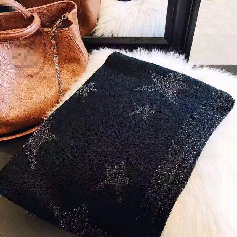 

Carves Women High Fashion 2018 Winter Scarf stars Pashmina Ladies Scarves Black Scarf Poncho And Capes Wool Blanket Oversized