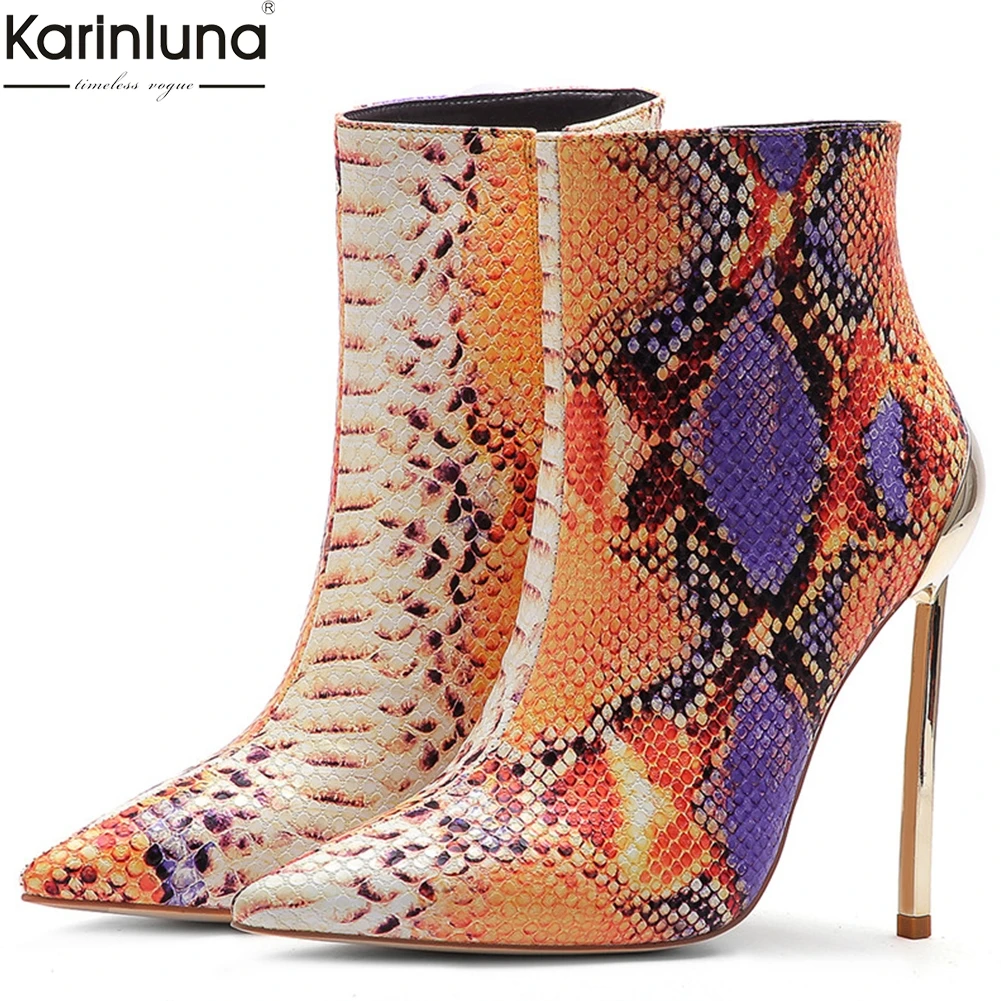 

Karinluna Sexy Hot Sale Dropship Big Size 34-45 Zip Up Ankle Boots Woman Shoes Sexy Thin Heels Office Shoes Woman Boots