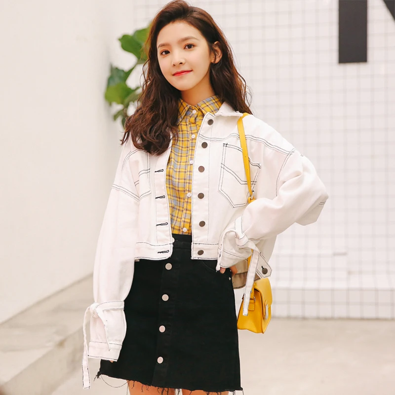 Jacket female 2019 autumn new temperament casual long-sleeved jacket wild loose short denim jacket elegant fashion women