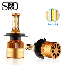 2 шт. H4 H7 светодиодный H11 H8 H9 H1 HB4 H3 HB3 9005 9006 светодиодный фар лампы с чип Philips автомобиль лампа авто DRL Противотуманные фары белый 12 В