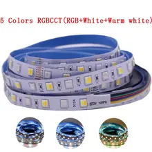 12 мм PCB 5 м 4в1 5в1 RGB+ CCT Светодиодная лента 5050 60 Светодиодный s/M 5 цветов в 1 чип CW+ RGB+ WW RGBW RGBWW гибкий светодиодный светильник 12 В 24 В