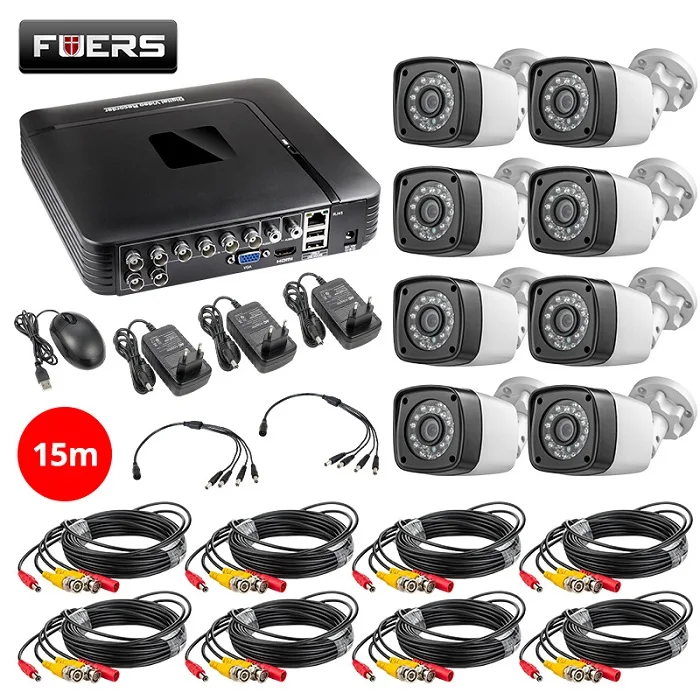 FUERS 8CH AHD HD 4MP камера 6в1 DVR H.265 система наблюдения Водонепроницаемая уличная камера система безопасности видео CCTV P2P HDMI Комплект - Цвет: Белый