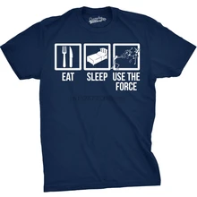 2019 moda caliente para hombres comer dormir las cajas de la fuerza divertida Vintage película Sci Fi camiseta